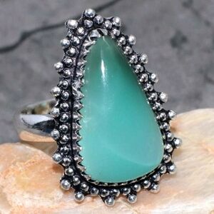 Hemimorphite Gemstone 925 Sterling Silver Vintage Style Handmade Ring